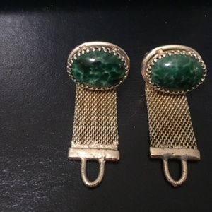 Vintage Wrap Around Cufflinks with Jade Look Stone